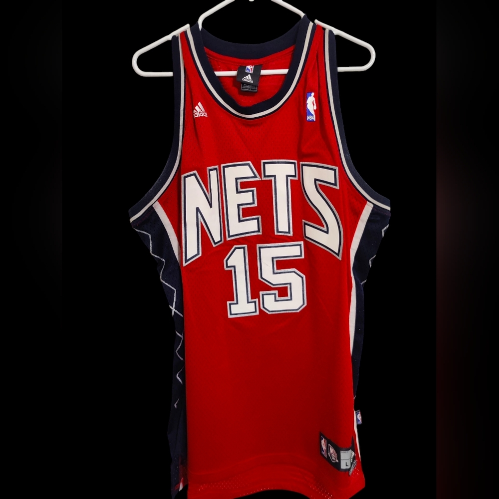 Adidas NBA Vince Carter #15 Red&White New Jersey Nets Jersey Size Large